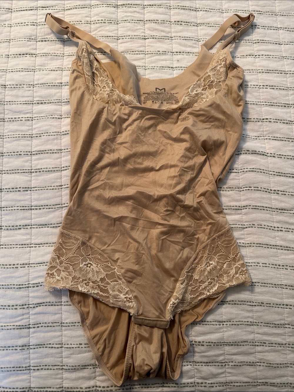 Maidenform Beige Lace-Trim Shaping Bodysuit